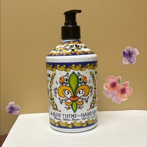 Olive Thyme Hand Soap with Colorful Design 21.5 fl oz